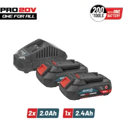 Bormann Pro Σετ 2 Μπαταριών Εργαλείου 20V Χωρητικότητας 2Ah με Φορτιστή Starter KitΚωδικός: 083511