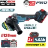 Bormann Pro BBP3651X44CA Τροχός 125mm Μπαταρίας Brushless με Ρύθμιση Στροφών 2x4Ah