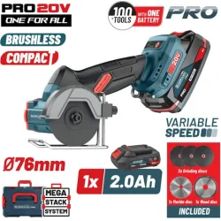 Bormann Pro BBP5418X2CA Τροχός Mini 76mm Μπαταρίας Brushless με Ρύθμιση Στροφών 20V Solo