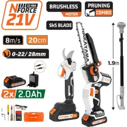 Nakayama Pro EC1221X44T3C Σετ Αλυσοπρίονο Brushless 21V με Μπαταρίες 2Ah και Θήκη