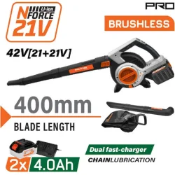 Nakayama EC1715X44 Φυσητήρας / Απορροφητήρας Χειρός 42V με 2 Μπαταρίες 4Ah & Ρύθμιση Έντασης με Μέγιστη Ταχύτητα Αέρα 288km/hΚωδικός: 085317
