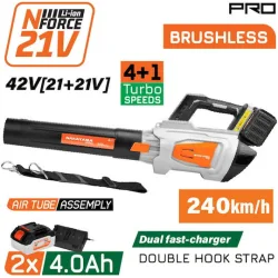 Nakayama EC1719X44 Φυσητήρας Χειρός 21V με 2 Μπαταρίες 4Ah & Ρύθμιση Έντασης με Μέγιστη Ταχύτητα Αέρα 240km/hΚωδικός: 085331