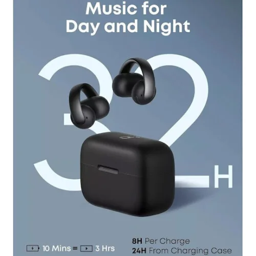 Soundcore by Anker Aeroclip Open Ear Bluetooth Handsfree Ακουστικά με Αντοχή στον Ιδρώτα και Θήκη Φόρτισης Midnight
