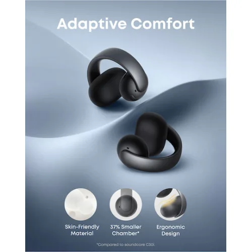 Soundcore by Anker Aeroclip Open Ear Bluetooth Handsfree Ακουστικά με Αντοχή στον Ιδρώτα και Θήκη Φόρτισης Midnight