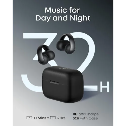 Soundcore by Anker Aeroclip Open Ear Bluetooth Handsfree Ακουστικά με Αντοχή στον Ιδρώτα και Θήκη Φόρτισης Midnight
