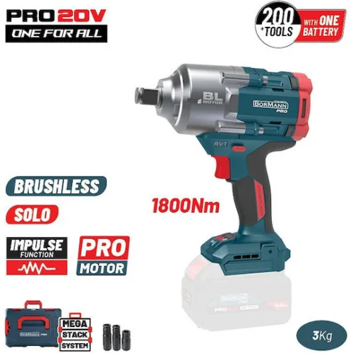 Bormann Pro BBP5456CA Brushless Μπουλονόκλειδο Μπαταρίας 20V Solo με Υποδοχή 3/4"