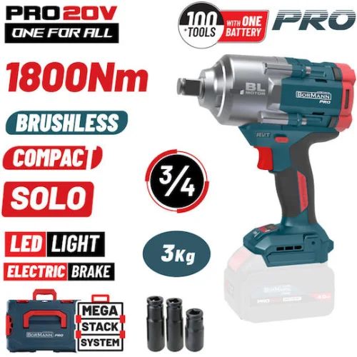 Bormann Pro BBP5456CA Brushless Μπουλονόκλειδο Μπαταρίας 20V Solo με Υποδοχή 3/4"