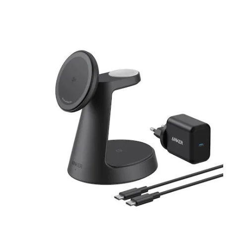 Anker Ασύρματος Φορτιστής Qi2 και Καλώδιο USB-C - USB-C 15W Charger and Cable Included (MagGo 3-in-1)