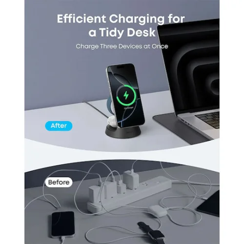 Anker Ασύρματος Φορτιστής Qi2 και Καλώδιο USB-C - USB-C 15W Charger and Cable Included (MagGo 3-in-1)