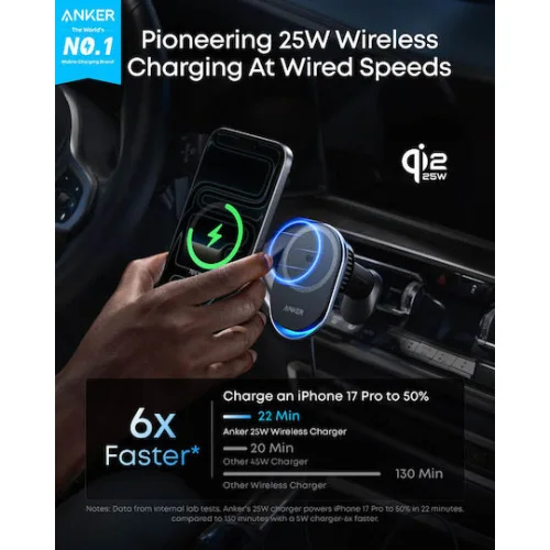 Anker Prime MagGo AirCool Βάση Κινητού Αυτοκινήτου με Ρυθμιζόμενα Άγκιστρα και Ασύρματη Φόρτιση ΜαύρηΚωδικός: B2933H11