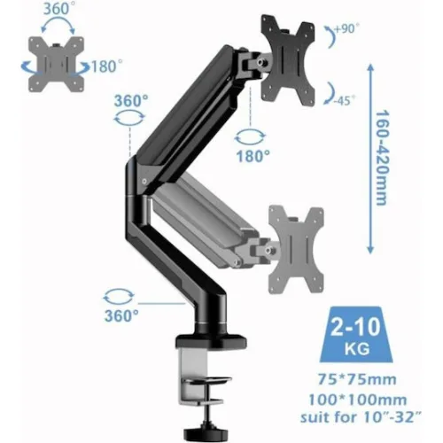 Opticum ΑΧ-Τ1 Βάση Γραφείου Οθόνης έως 32" με Βραχίονα