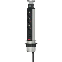 Brennenstuhl Tower 3 Πολύπριζο 3 Θέσεων με 2 USB-A, Διακόπτη και Καλώδιο 2mΚωδικός: 1396200013