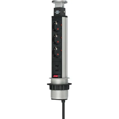 Brennenstuhl Tower 3 Πολύπριζο 3 Θέσεων με 2 USB-A, Διακόπτη και Καλώδιο 2mΚωδικός: 1396200013