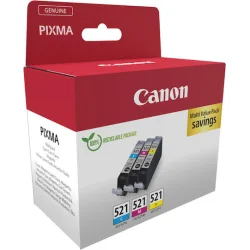 Canon CLI-521 Γνήσιο Πακέτο 3 Μελανιών Εκτυπωτή InkJet Κίτρινο / Κυανό / Ματζέντα (2934B015)