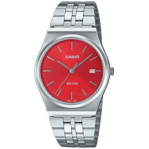 Casio Collection Γυναικείο Ρολόι 35mm Χρονογράφος Μπαταρίας με Ασημί Μεταλλικό Μπρασελέ