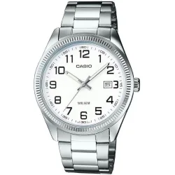 Casio Ανδρικό Ρολόι 38.5mm Μπαταρίας με Ασημί Μεταλλικό Μπρασελέ