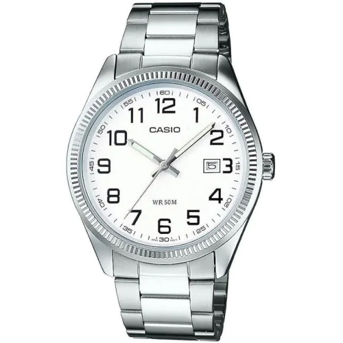 Casio Ανδρικό Ρολόι 38.5mm Μπαταρίας με Ασημί Μεταλλικό Μπρασελέ