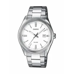 Casio Ανδρικό Ρολόι 38.5mm Μπαταρίας με Ασημί Μεταλλικό Μπρασελέ