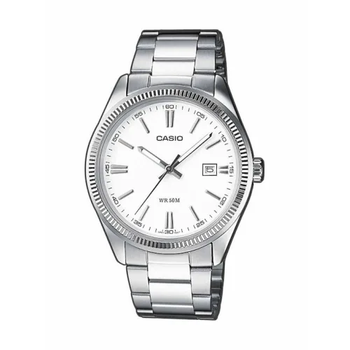 Casio Ανδρικό Ρολόι 38.5mm Μπαταρίας με Ασημί Μεταλλικό Μπρασελέ