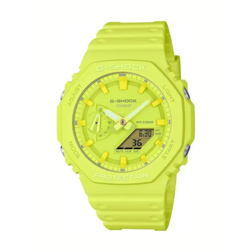 Casio G-shock Αναλογικό/Ψηφιακό Ανδρικό Ρολόι 44.5mm Χρονογράφος Μπαταρίας με Κίτρινο Καουτσούκ Λουράκι