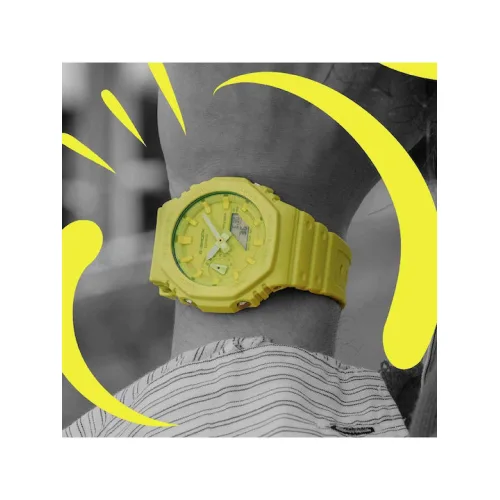 Casio G-shock Αναλογικό/Ψηφιακό Ανδρικό Ρολόι 44.5mm Χρονογράφος Μπαταρίας με Κίτρινο Καουτσούκ Λουράκι
