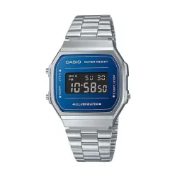 Casio Vintage Iconic Ψηφιακό Ανδρικό Ρολόι 36mm Αυτόματο με Ασημί Μεταλλικό Μπρασελέ