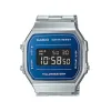 Casio Vintage Iconic Ψηφιακό Ανδρικό Ρολόι 36mm Αυτόματο με Ασημί Μεταλλικό Μπρασελέ
