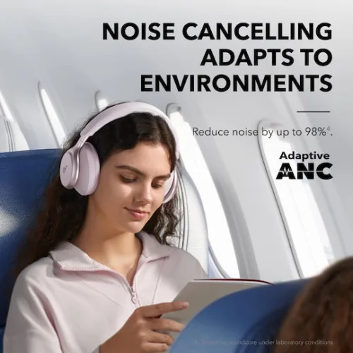 Anker Space One Ασύρματα / Ενσύρματα Over Ear Ακουστικά με 55 ώρες Λειτουργίας Ροζ