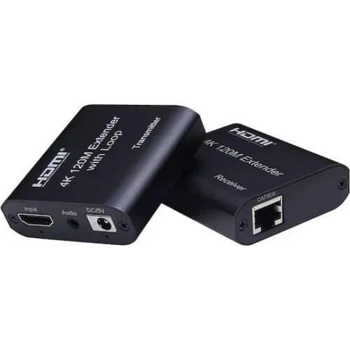 Powertech Hdmi Video Extender Cab-h195 Μέσω Καλωδίου Rj45 4k/30hz Loop Έως 120m Powertech