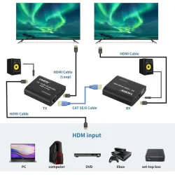 Powertech Hdmi Video Extender Cab-h195 Μέσω Καλωδίου Rj45 4k/30hz Loop Έως 120m Powertech