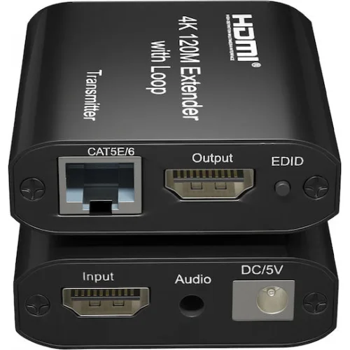 Powertech Hdmi Video Extender Cab-h195 Μέσω Καλωδίου Rj45 4k/30hz Loop Έως 120m Powertech