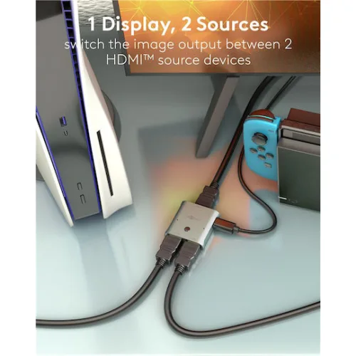 Goobay Hdmi Switch 77791 2 1 8k/60hz Γκρι Dm130644