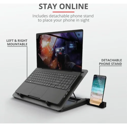 Trust GXT 1125 Quno Cooling Pad για Laptop έως 17.3" με 5 Ανεμιστήρες και Φωτισμό Γκρι