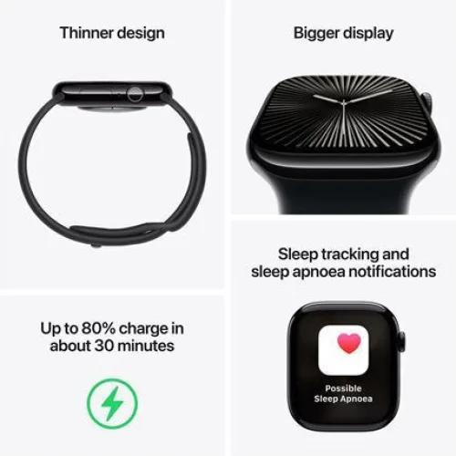 Apple Watch SE 2024 Aluminium 44mm Αδιάβροχο με Παλμογράφο (Midnight με Midnight Sport Band - S/M)