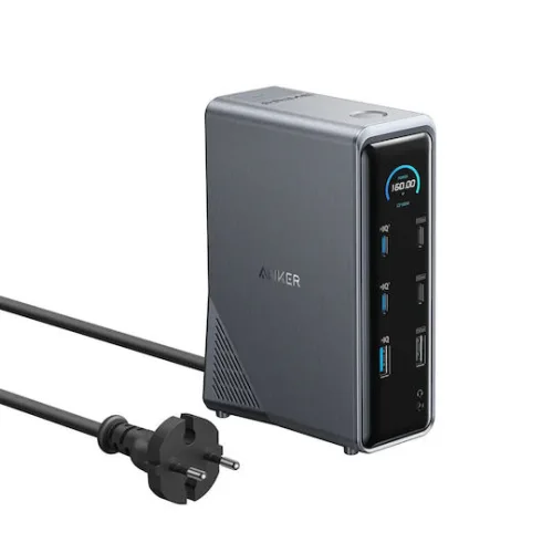 Anker USB-C Docking Station με HDMI 4K PD Ethernet και σύνδεση 2 Οθονών Μαύρο (A83B63A1)