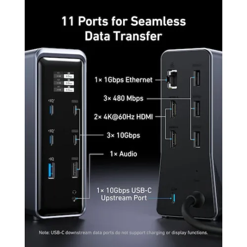 Anker USB-C Docking Station με HDMI 4K PD Ethernet και σύνδεση 2 Οθονών Μαύρο (A83B63A1)