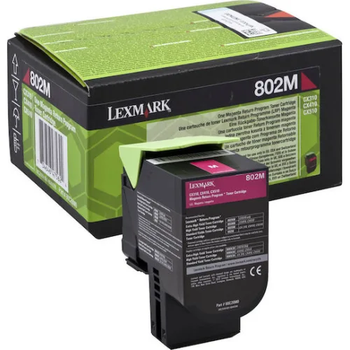 Lexmark 802 Γνήσιο Toner Laser Εκτυπωτή Ματζέντα 1000 Σελίδων 80C20M0