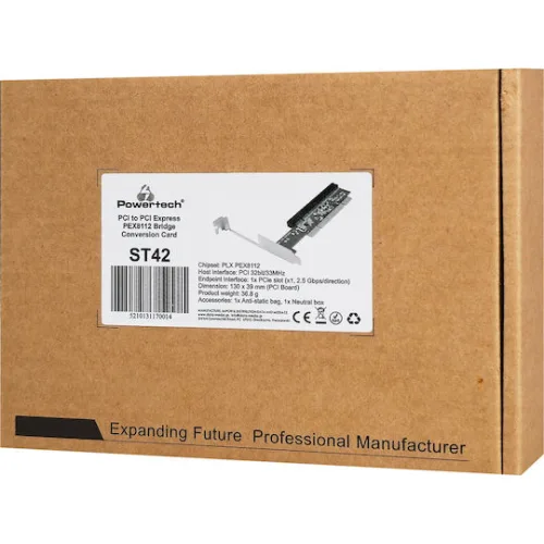 POWERTECH κάρτα μετατροπής PCI σε PCIe ST42, PLX PEX8112