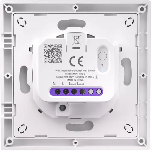Sonoff MINI-RBS-E Διακόπτης Τοίχου Wi-Fi Ρολών με Πλαίσιο Λευκός