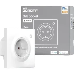 SONOFF smart επιτοίχια πρίζα ρεύματος WS01TPF-E, WiFi, Matter, 16A/4000W, λευκή