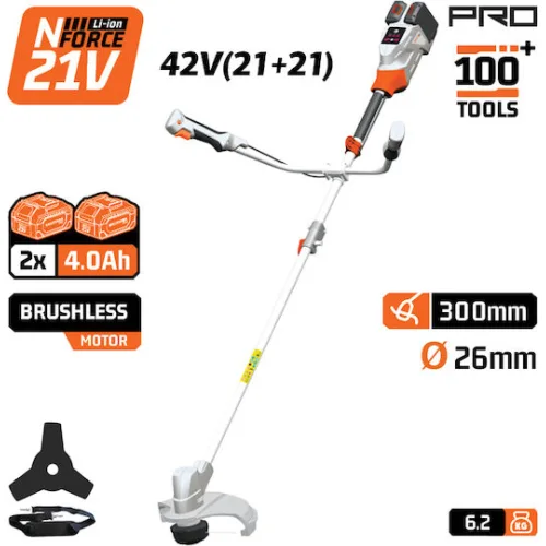 NAKAYAMA Pro EC4611X44 Θαμνοκοπτικό Brushless Μπαταρίας 42V (21+21),Li-Ion,2x4Ah,30cm Μεσινέζα