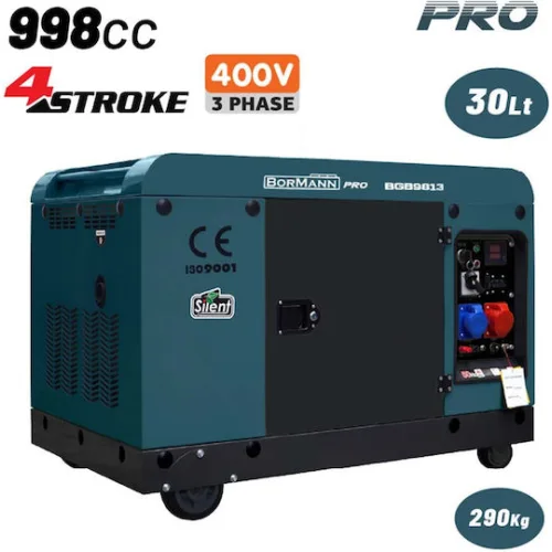 BORMANN Pro BGB9813 Γεννήτρια Πετρελαίου Τριφασική, Συνεχ. Απόδοση 12000W,998cc,Μίζα,Μπαταρίας,AVR