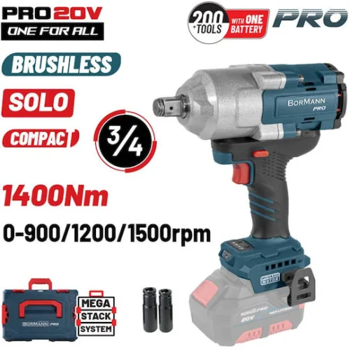 BORMANN Pro BBP5391CA Μπουλονόκλειδο Brushless Mπαταρίας 20V,Li-Ion,1400Nm,0-900/1200/1500rpm,SOLO