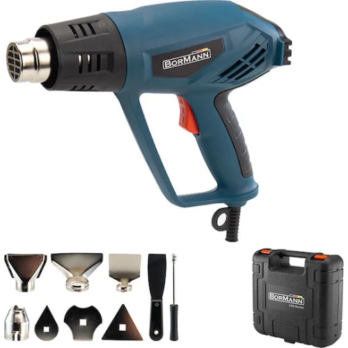 BORMANN BHG2200 Πιστόλι Θερμού Αέρα 2000W Και Αξεσουάρ σε Βαλίτσα