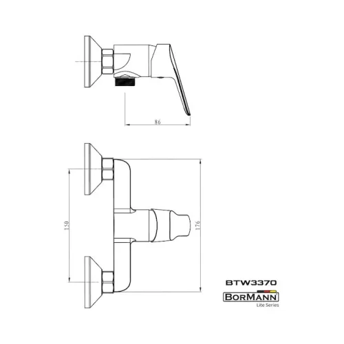 BORMANN Elite BTW3370 Μπαταρία Μπάνιου Spring, 35mm, Αναμεικτική, 610G Με Σετ Ντους