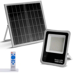 Bormann BLF2350 Στεγανός Ηλιακός Προβολέας LED 100W Ψυχρό Λευκό 6500K με Φωτοκύτταρο και Τηλεχειριστήριο IP65Κωδικός: 049210