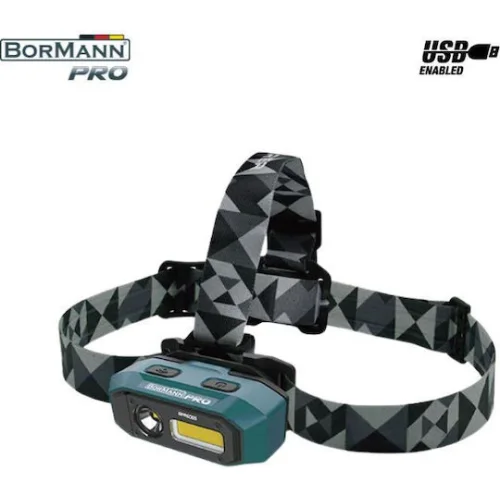 Bormann Pro Επαναφορτιζόμενος Φακός Κεφαλής LED IP54 Διπλής Λειτουργίας με Μέγιστη Φωτεινότητα 800lm BPR6065Κωδικός: 035558