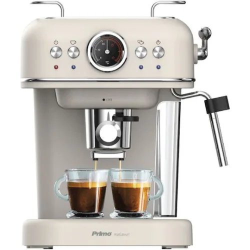 Primo PREM-40445 Μηχανή Espresso 1050W Πίεσης 20bar Ιβουάρ-Chrome 400445