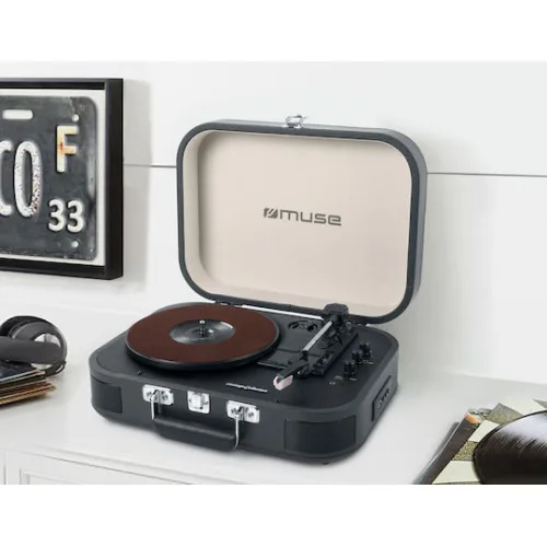 Muse MT-201 MT-201DG Βαλιτσάκι Πικάπ με Προενίσχυση και Ενσωματωμένα Ηχεία Μαύρο