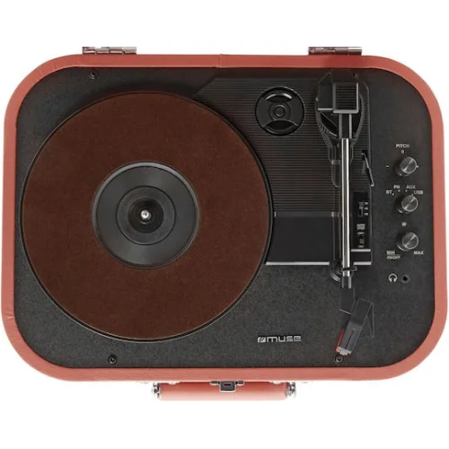 Muse MT-201 MT-201BTP Βαλιτσάκι Πικάπ με Belt Drive, Προενίσχυση και Ενσωματωμένα Ηχεία Ροζ